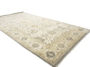 Cream Floral 9X18 Oushak Chobi Oriental Rug