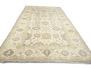 Cream Floral 9X18 Oushak Chobi Oriental Rug