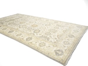Cream Floral 9X18 Oushak Chobi Oriental Rug