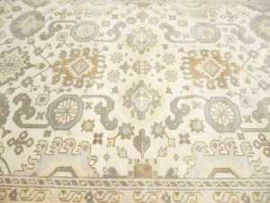 Cream Floral 9X18 Oushak Chobi Oriental Rug