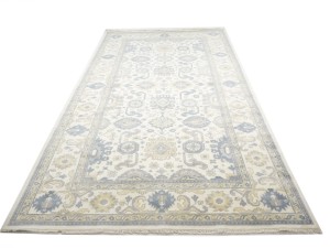 Cream Floral 9X18 Oushak Chobi Oriental Rug