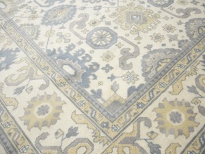 Cream Floral 9X18 Oushak Chobi Oriental Rug