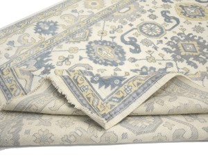 Cream Floral 9X18 Oushak Chobi Oriental Rug