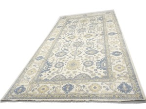 Cream Floral 9X18 Oushak Chobi Oriental Rug