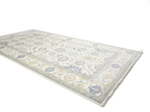 Cream Floral 9X18 Oushak Chobi Oriental Rug
