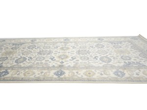 Cream Floral 9X18 Oushak Chobi Oriental Rug