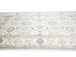 Cream Floral 9X18 Oushak Chobi Oriental Rug