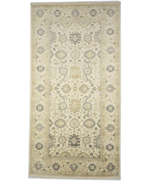 Cream Floral 9X18 Oushak Chobi Oriental Rug