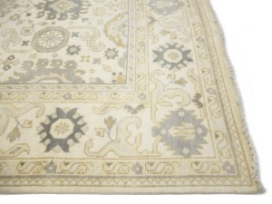 Cream Floral 9X18 Oushak Chobi Oriental Rug