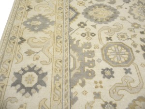 Cream Floral 9X18 Oushak Chobi Oriental Rug