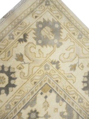 Cream Floral 9X18 Oushak Chobi Oriental Rug