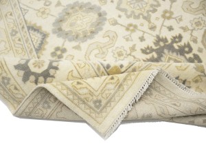 Cream Floral 9X18 Oushak Chobi Oriental Rug