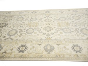 Cream Floral 9X18 Oushak Chobi Oriental Rug