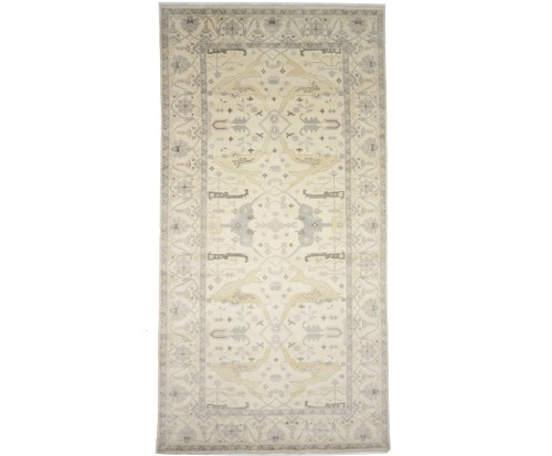 Cream Floral 9X18 Oushak Oriental Rug