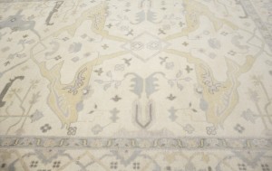 Cream Floral 9X18 Oushak Oriental Rug