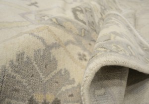Cream Floral 9X18 Oushak Oriental Rug