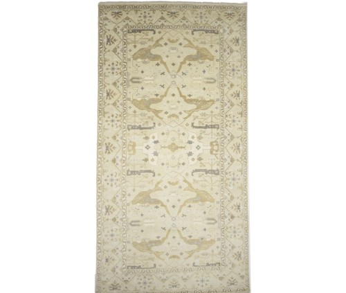 Beige Floral 9X18 Oushak Oriental Rug