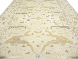 Beige Floral 9X18 Oushak Oriental Rug