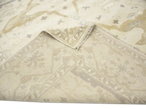 Beige Floral 9X18 Oushak Oriental Rug