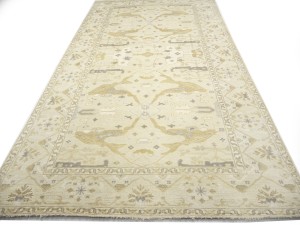 Beige Floral 9X18 Oushak Oriental Rug