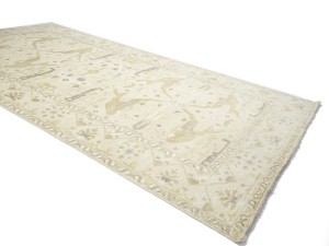 Beige Floral 9X18 Oushak Oriental Rug