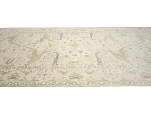 Beige Floral 9X18 Oushak Oriental Rug