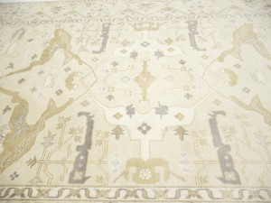 Beige Floral 9X18 Oushak Oriental Rug