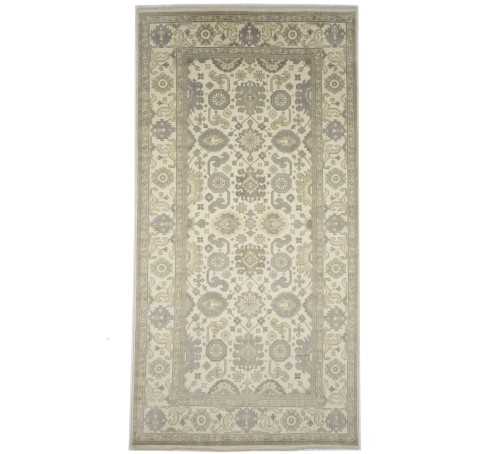 Cream Floral 8X16 Oushak Chobi Oriental Rug