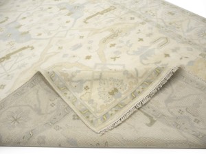 Cream Floral 9X18 Oushak Oriental Rug