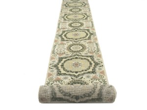 Cream Floral 3X25 Heriz Serapi Oriental Runner Rug