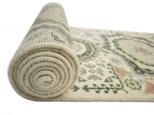 Cream Floral 3X25 Heriz Serapi Oriental Runner Rug