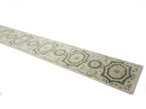 Cream Floral 3X25 Heriz Serapi Oriental Runner Rug