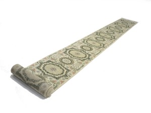 Cream Floral 3X25 Heriz Serapi Oriental Runner Rug