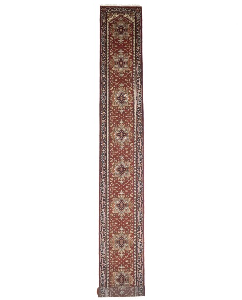 Rusty Red Floral 3X22 Heriz Serapi Oriental Runner Rug