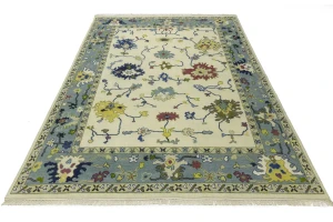 Cream Traditional Floral 9X12 Oushak Chobi Oriental Rug