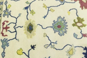 Cream Traditional Floral 9X12 Oushak Chobi Oriental Rug