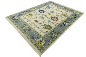 Cream Traditional Floral 9X12 Oushak Chobi Oriental Rug