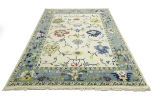 Cream Traditional Floral 9X12 Oushak Chobi Oriental Rug