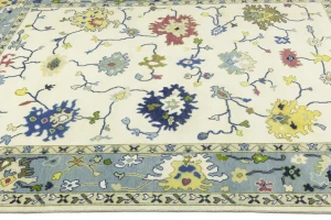 Cream Traditional Floral 9X12 Oushak Chobi Oriental Rug