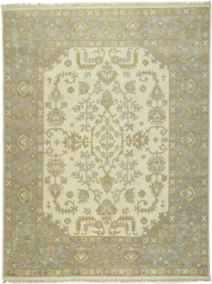 Muted Cream Floral 9X12 Oushak Chobi Oriental Rug