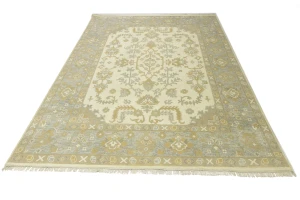Muted Cream Floral 9X12 Oushak Chobi Oriental Rug