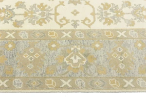 Muted Cream Floral 9X12 Oushak Chobi Oriental Rug