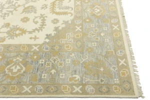 Muted Cream Floral 9X12 Oushak Chobi Oriental Rug