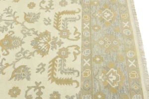 Muted Cream Floral 9X12 Oushak Chobi Oriental Rug