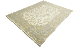 Muted Cream Floral 9X12 Oushak Chobi Oriental Rug