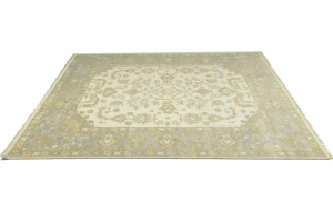 Muted Cream Floral 9X12 Oushak Chobi Oriental Rug