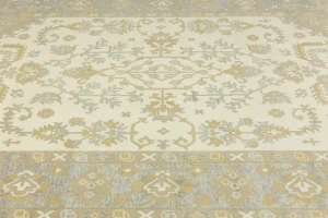 Muted Cream Floral 9X12 Oushak Chobi Oriental Rug