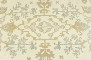 Muted Cream Floral 9X12 Oushak Chobi Oriental Rug
