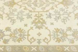 Muted Cream Floral 9X12 Oushak Chobi Oriental Rug