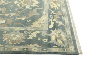 Slate Gray Floral 9X12 Oushak Chobi Oriental Rug